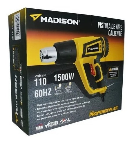 Pistola De Calor Aire Caliente Madison 110v 1500 Watts