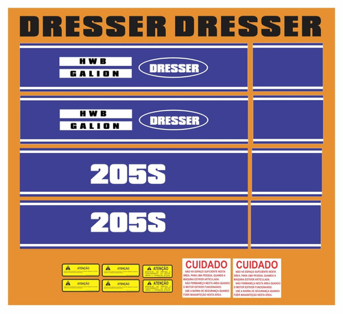 Kit Adesivos Motoniveladora Dresser 205c Etiquetas Completo