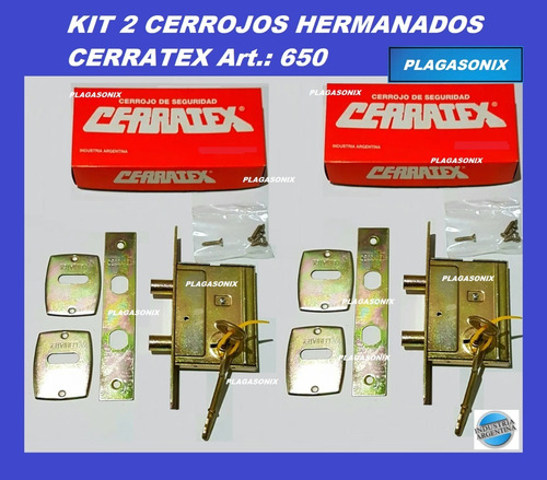 Imagen 3 de 10 de Kit 2 Cerrojo Embutir Doble Paleta Hermanados Premium (dos)