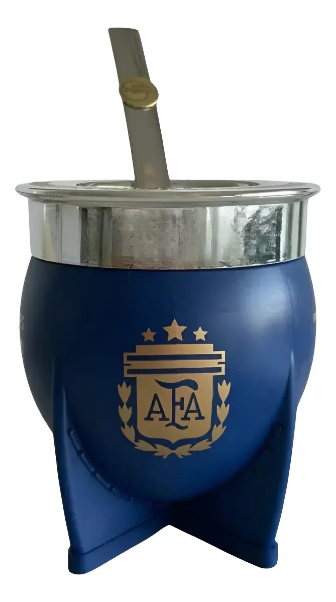 Mate Pampa Afa Campeones Del Mundo Aro Plateado Color Azul Afa Tres Estrellas