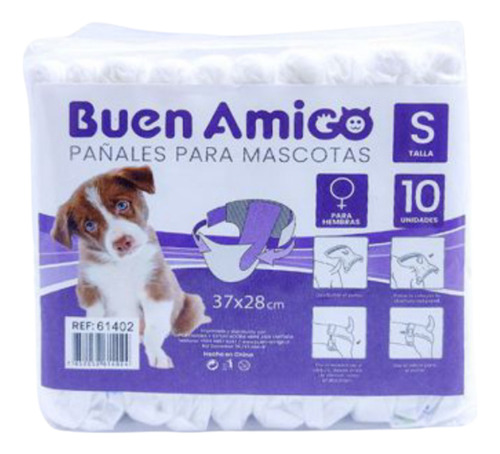 Pañales Para Mascota Para Hembras Talla S 37x28 Cm