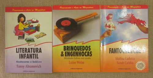 3 Livros Coleção Série Pensamento E Ação Brinquedos & Engenhos Atividades Lúdicas Com Sucata + Fantoche + Literatura