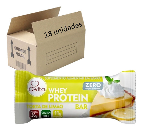 Barra Protein Q-vita Torta Limão Zero 36g (18 Unidades)