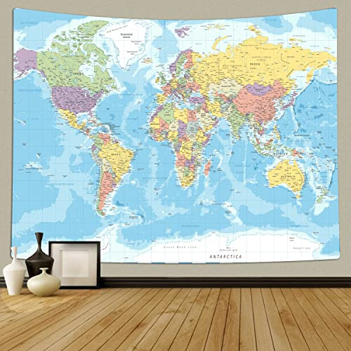 Tapiz De Pared Del Mapa Mundial Niños Estudiantes, Map...