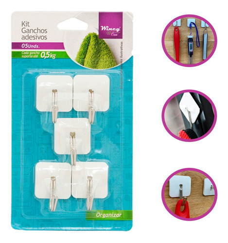 Gancho Adesivo Parede Resistente Pendurar Multiuso Kit