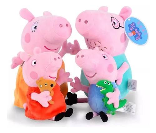 Peluches Peppa Pig Y George Con Dinosauro Teddy 25 Cm Set 4p