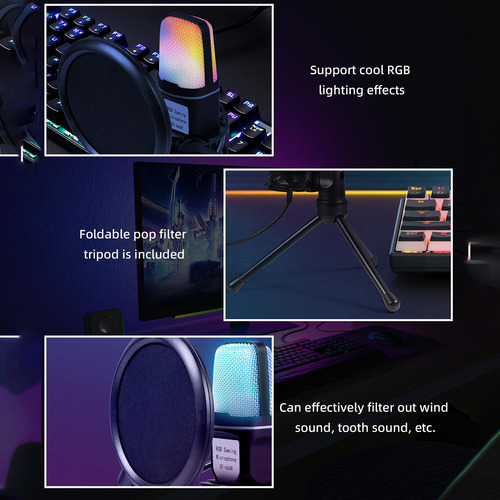 Micrófono De Condensador Interfaz Usb Ajustable Para
