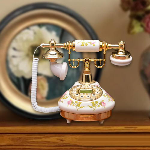 . Teléfono Vintage Con Botón Pulsador, Decoración De