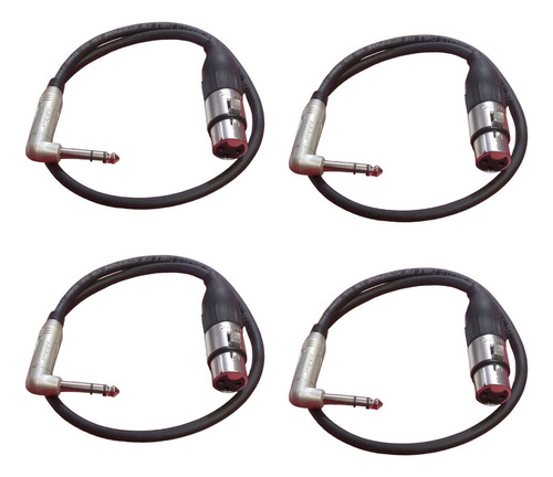 Kit 4 Cabo Microfone Xlr F Sto Ângelo P10 Str 90º Amphe 50cm
