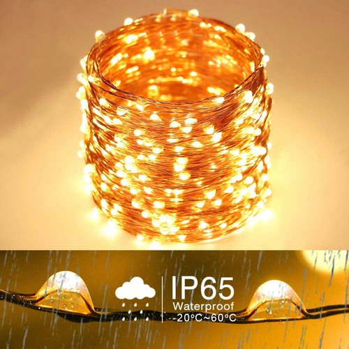 22m 200 Led Luces Solares Exterior Decoración Control Remoto