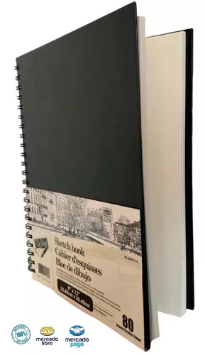BookFactory. Cuaderno para dibujar / Cuaderno de arte / Libro de dibujo /  Libro de bocetos / Cuaderno para bocetos, 100 páginas, tapa translúcida