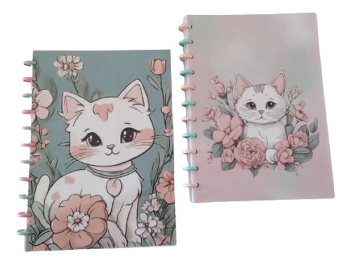 Cuaderno A5. Sistema De Discos. Diseños Gatitos