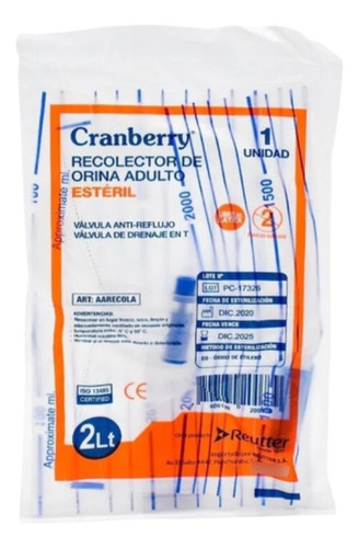  Bolsa De Orina Adulto Cranberry  2lt - Deltamed