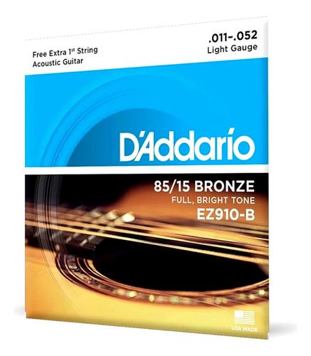 Juego de cuerdas de acero para guitarra D'addario Ez910 011/052