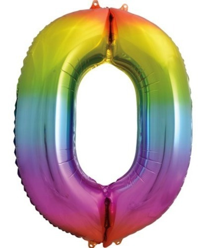 Globos De Número Multicolor Arcoiris 34'' Del 0 Al 9