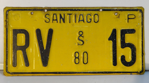 Placa Patente Antigua , Santiago 80.