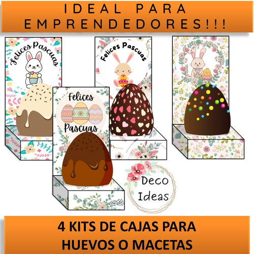 Imagen 1 de 6 de Kit Imprimible 07 Pascuas Caja Porta Huevo + Etiqueta + Tag