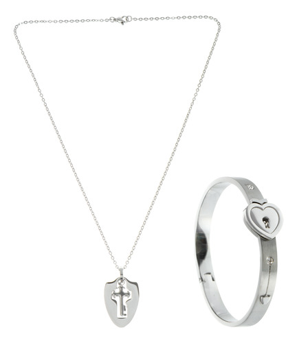 Set De Collar Y Pulsera Couple Jewelry Lock Para El Día De S