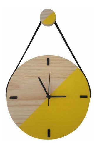 Relógio De Parede Escandinavo Duo Amarelo Com Alça 28cm