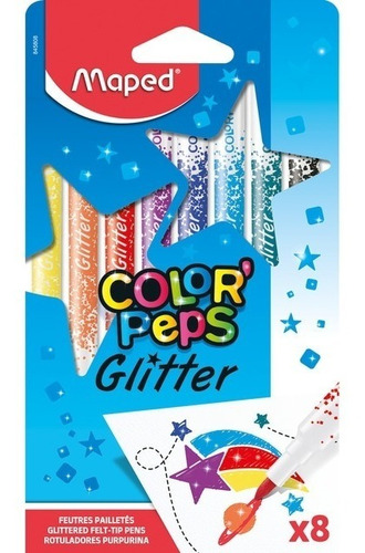 Canetinha Hidrográfica Com Glitter Color Peps Com 8 Unidades