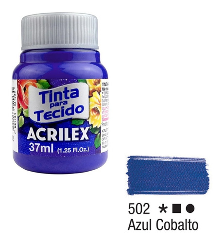Kit Com 6 Tintas De Tecido Tela Acrilex 37ml