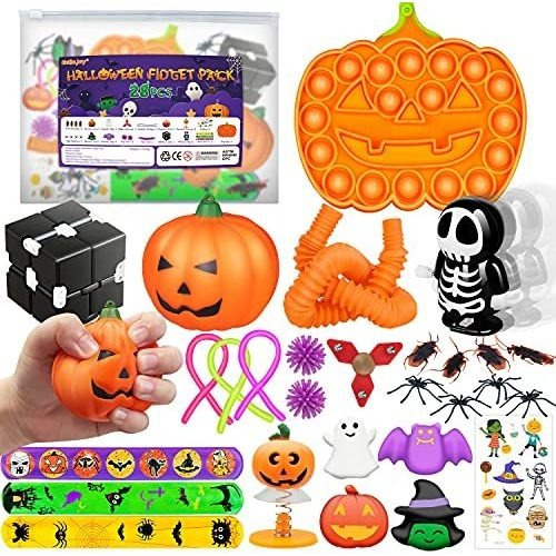 28 Pcs Halloween Fidget Poppers Popit Toys Pack, Zv5dk