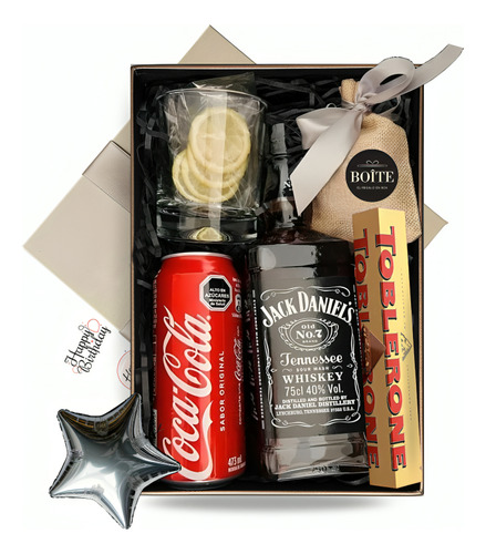 Regalo Cumpleaños Jack Daniels + Coca Cola + Vaso Y Más