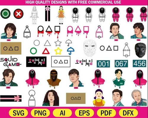 Pack De Imágenes Png Kit Squid Game Juego Del Calamar