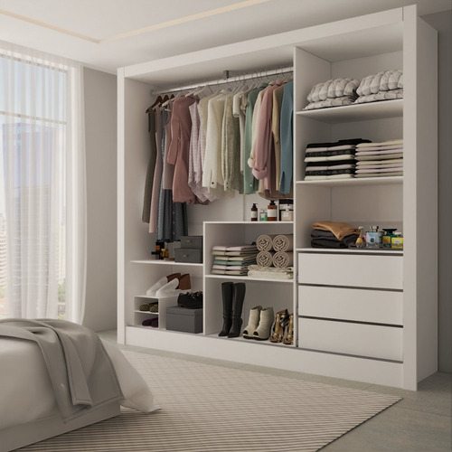 Guarda-roupa Casal Sophia 3 Portas Com Espelho Branco - Pm