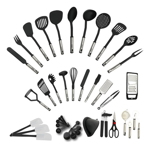 Juego De Utensilios De Cocina Inoxidable Y Nylon, Resistente
