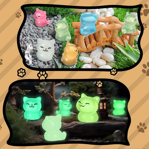 60 Figuras Luminosas De Gato En Miniatura De Resina, Bonito