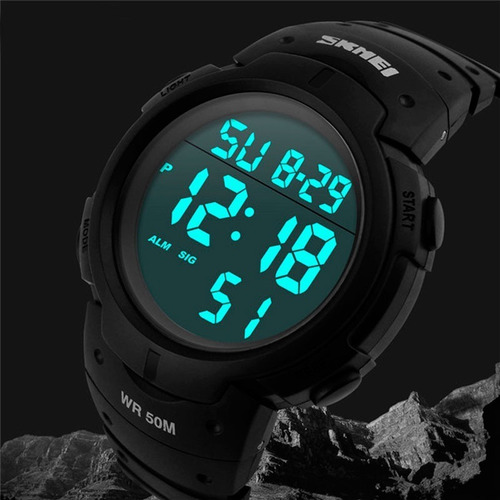 Reloj Hombre Skmei 1068 Cronómetro Alarma Luz Sumergible Números Grandes