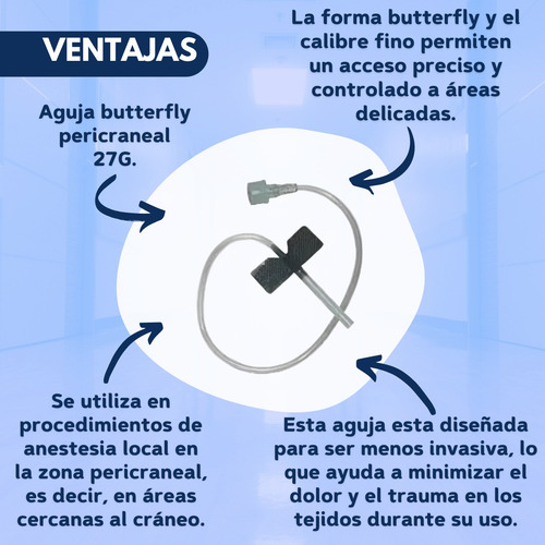 Equipo Pericraneal Aguja Butterfly Mariposa 27g X 100 Un.