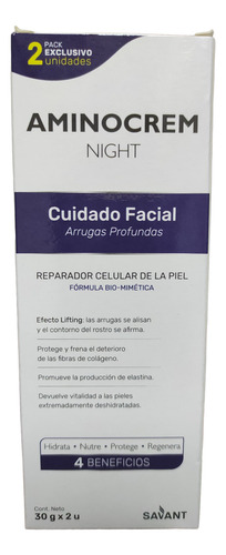 Aminocream Night Crema Hidratacion Reparador Arrugas X2 Uni Todo Tipo De Piel Día/noche