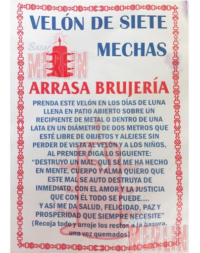 Velón 7 Mechas Morado - Arrasa Brujería