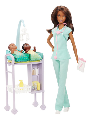 Barbie Doctora De Bebes Africana, Incluye Muñeca Y Equipos.