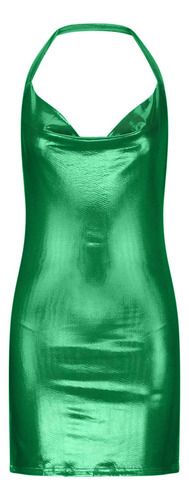 Pantalón Corto Sin Mangas Con Abertura Dividida Brillante Y