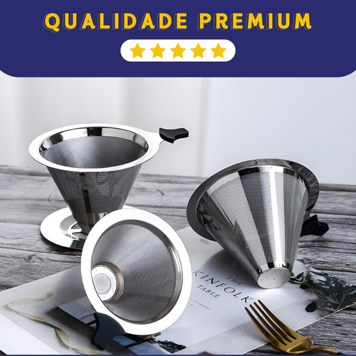 Filtro De Café 101 Coador Manual Sem Papel Reutilizável Peneira Aço Inox - Nybc