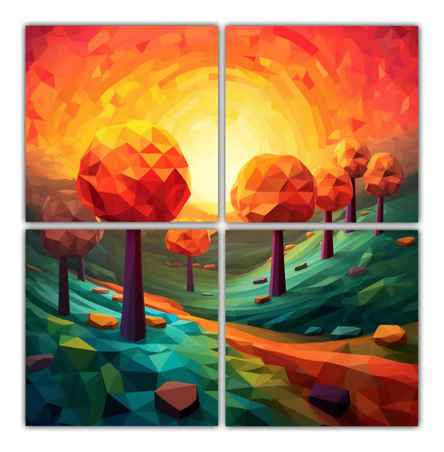 140x140cm Cuadros Modernos Simetría Low Poly Landscape Of L