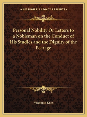 Libro Personal Nobility Or Letters To A Nobleman On The C...