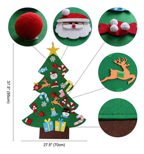 Set De Árbol De Navidad De Fieltro Con Adornos Infantiles