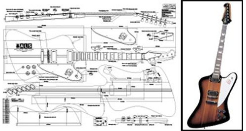 Guitarra Eléctrica Plan Of Firebird - Impresión A Escala .