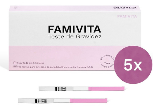 Testes De Gravidez Famivita 05 Unidades - Pronta Entrega