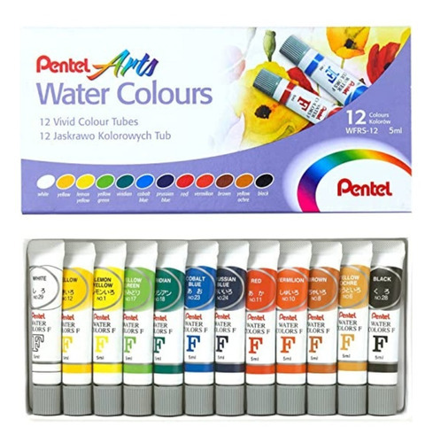 Acuarelas Profesionales Pentel Arts Estuche 12 Colores 5 Ml