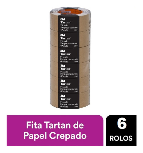 Fita De Empacotamento Tartan 2564 45mm X 50m 3m 6 Rolos