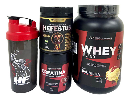 Whey Protein Baunilha 900g+pré Treino Lim+creatina 150g+coq