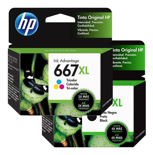 Imagen 8 de 10 de Cartuchos Hp 667xl Negro + Col Orig 2775 2778 2779 2336 4175