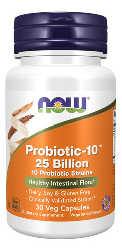Now Foods Probioticos Cont. 100 Capsulas De 25 Billones Ufc Sabor Sin Sabor