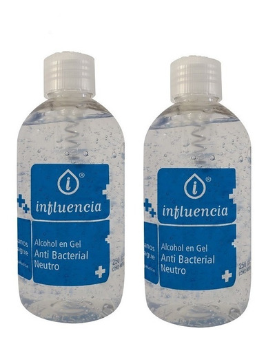 Kit X 2 Alcohol Gel Influencia X250ml Sin Dosificador C/tapa