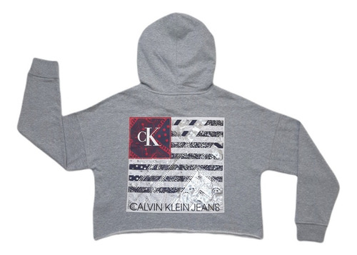 Polerón Calvin Klein Usa Flag Mujer- Gris Claro